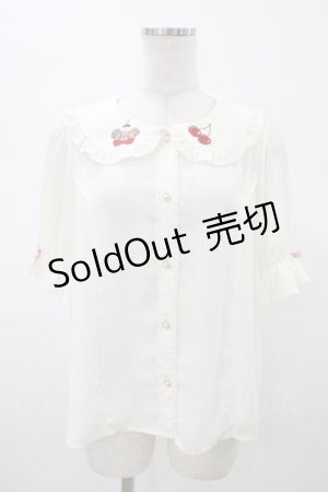 画像: axes femme kawaii / クマパフェ刺繍ブラウス M オフ H-26-01-29-046-AX-BL-NS-ZH
