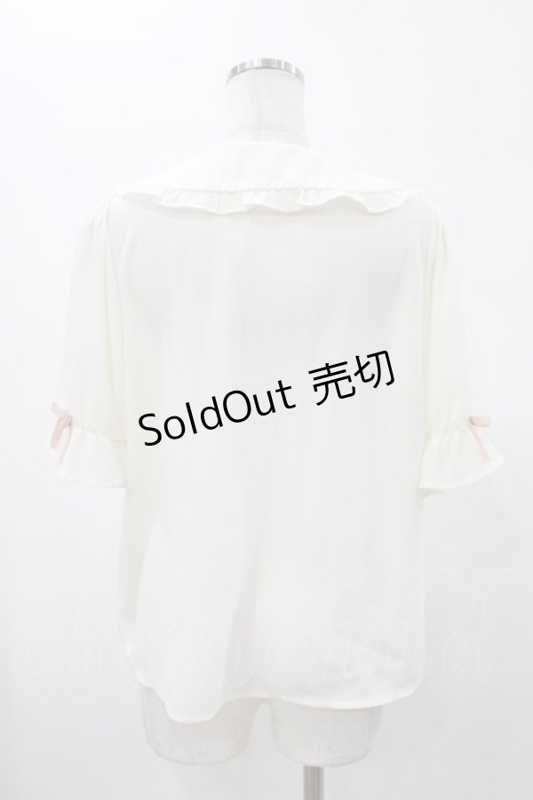 画像2: axes femme kawaii / クマパフェ刺繍ブラウス M オフ H-26-01-29-046-AX-BL-NS-ZH (2)