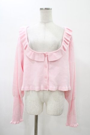 画像: CHIP CLIP / 五月アイ/フリルカーディガン 3L ピンク H-26-01-29-049-0-TO-NS-ZH