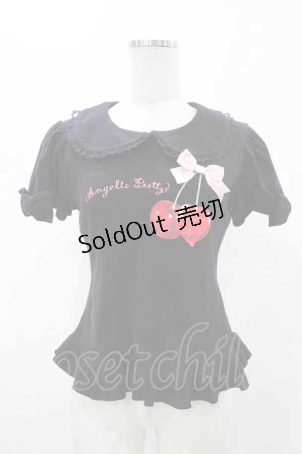画像1: Angelic Pretty / ドレンチェリープリントカットソー Free ブラック H-26-01-29-059-AP-TO-NS-ZH (1)