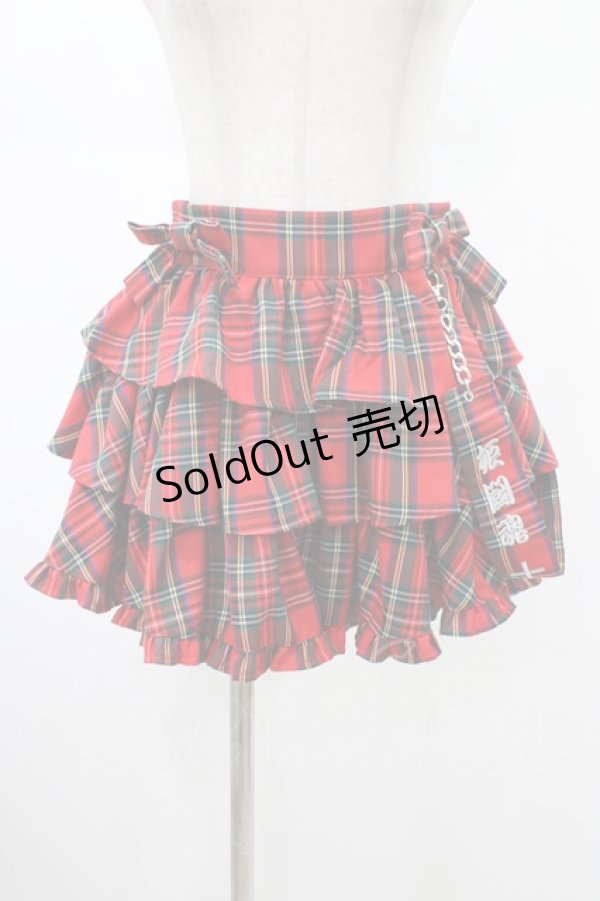 画像1: Jamie エーエヌケー / 特攻刺繍ティアードスカパン M レッド H-26-01-29-015-LO-SK-NS-ZH (1)