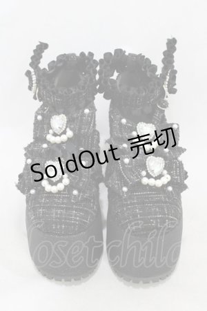 画像: Ank Rouge / ツイード厚底シューズ S/22.0~22.5cm ブラック H-26-01-29-002-CA-SH-NS-ZH