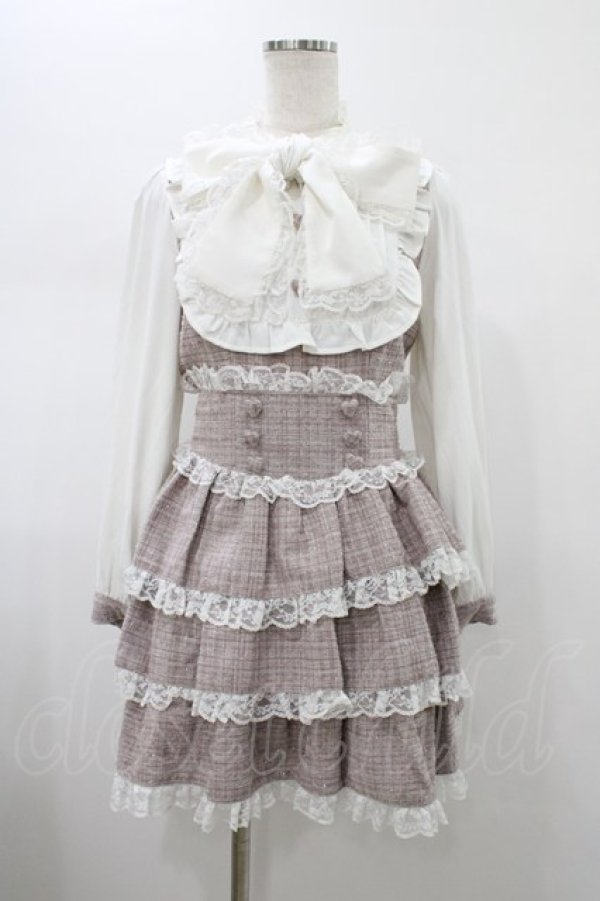 画像1: Ank Rouge / リボンタイツイードティアードワンピース M ピンク H-26-01-29-022-CA-OP-NS-ZH (1)