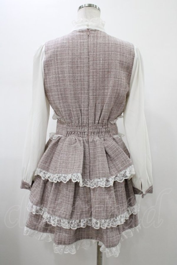 画像2: Ank Rouge / リボンタイツイードティアードワンピース M ピンク H-26-01-29-022-CA-OP-NS-ZH (2)