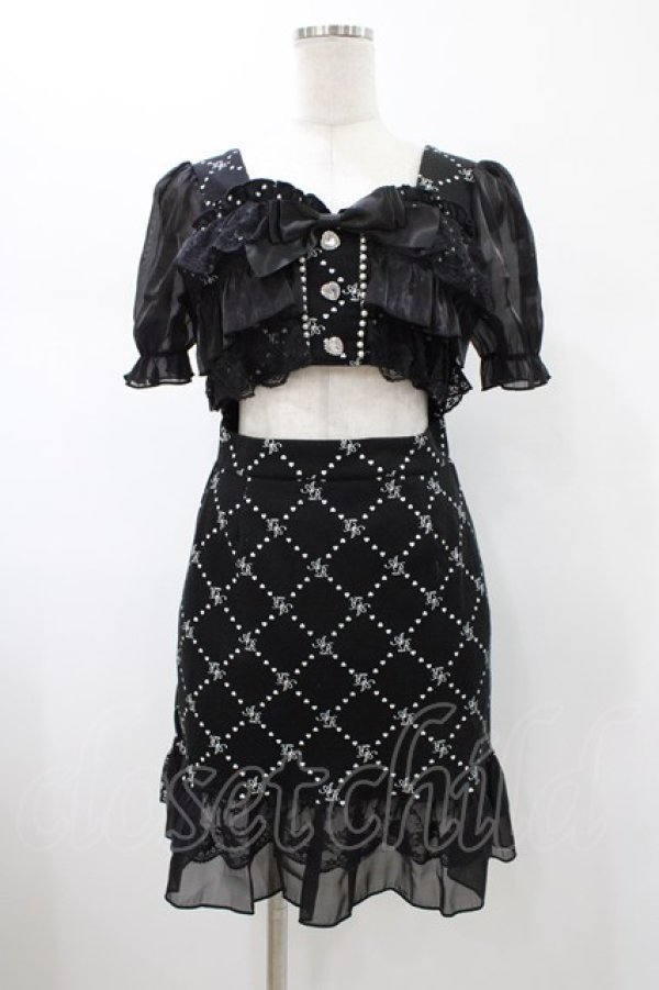 画像1: Ank Rouge / フリルモノグラムワンピース M ブラック H-26-01-29-023-CA-OP-NS-ZH (1)