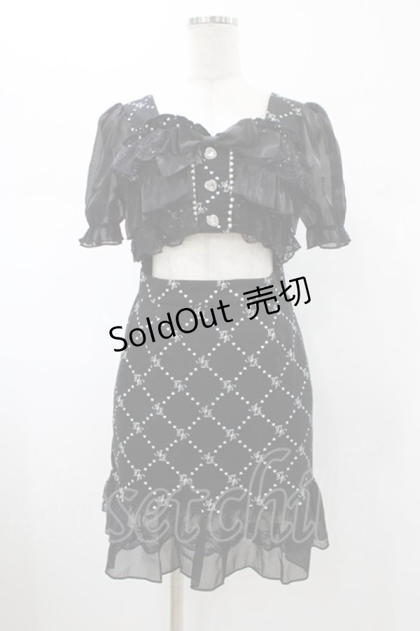 画像1: Ank Rouge / フリルモノグラムワンピース M ブラック H-26-01-29-023-CA-OP-NS-ZH (1)