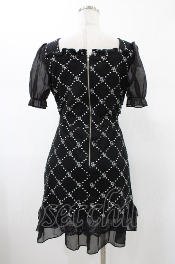 画像2: Ank Rouge / フリルモノグラムワンピース M ブラック H-26-01-29-023-CA-OP-NS-ZH (2)