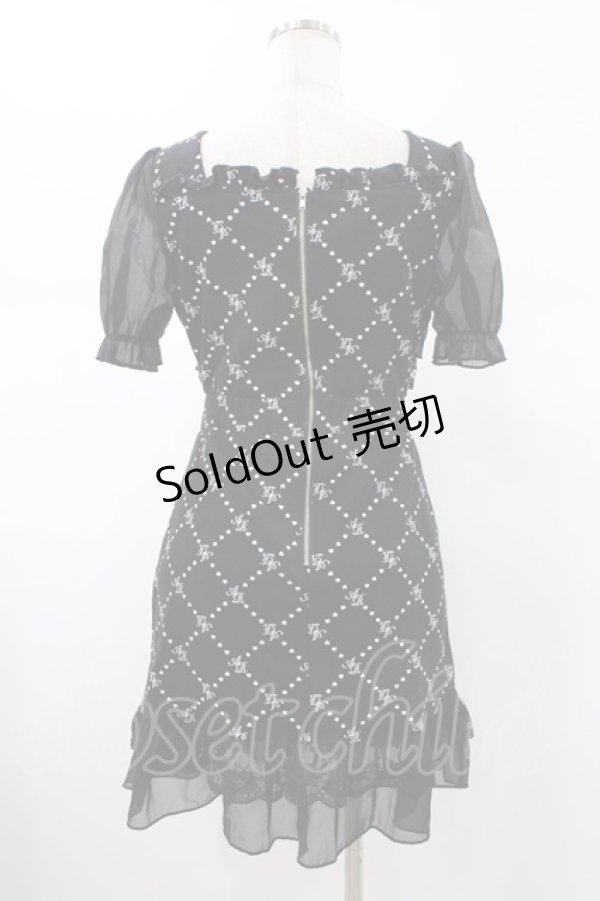 画像2: Ank Rouge / フリルモノグラムワンピース M ブラック H-26-01-29-023-CA-OP-NS-ZH (2)