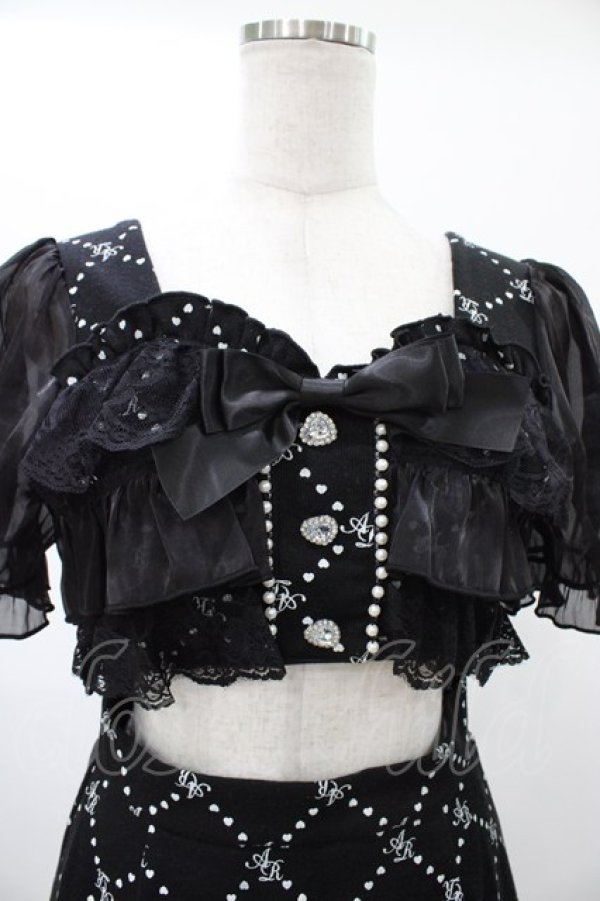 画像3: Ank Rouge / フリルモノグラムワンピース M ブラック H-26-01-29-023-CA-OP-NS-ZH (3)