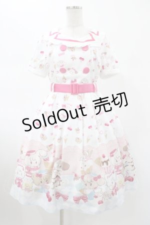 画像: axes femme kawaii / mikko illustration × axes femme KAWAII ダイナーカフェワンピース M ホワイト H-26-01-29-028-AX-OP-NS-ZH