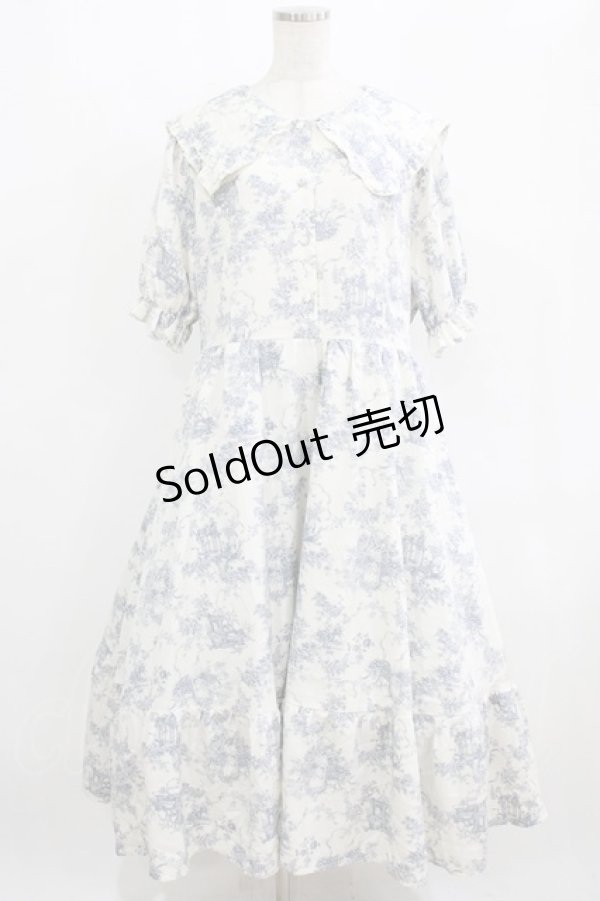 画像1: m petit by misako / トワルドジュイOPハンソデ 4L オフ/ブルー H-26-01-30-001-LO-OP-NS-ZH (1)