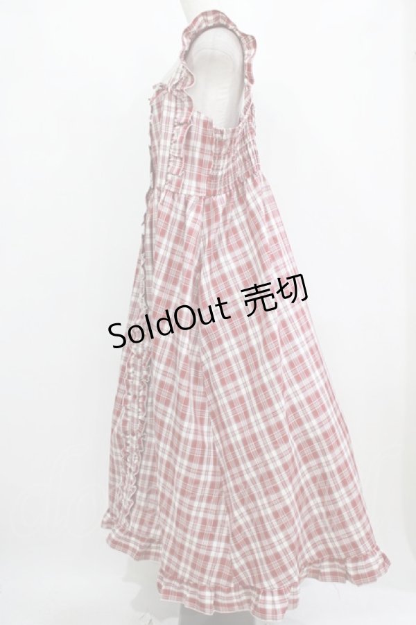 画像2: FLC / 皆方由衣コラボ/チェックフリルジャンパースカート 4L レッド H-26-01-30-003-LO-OP-NS-ZH (2)