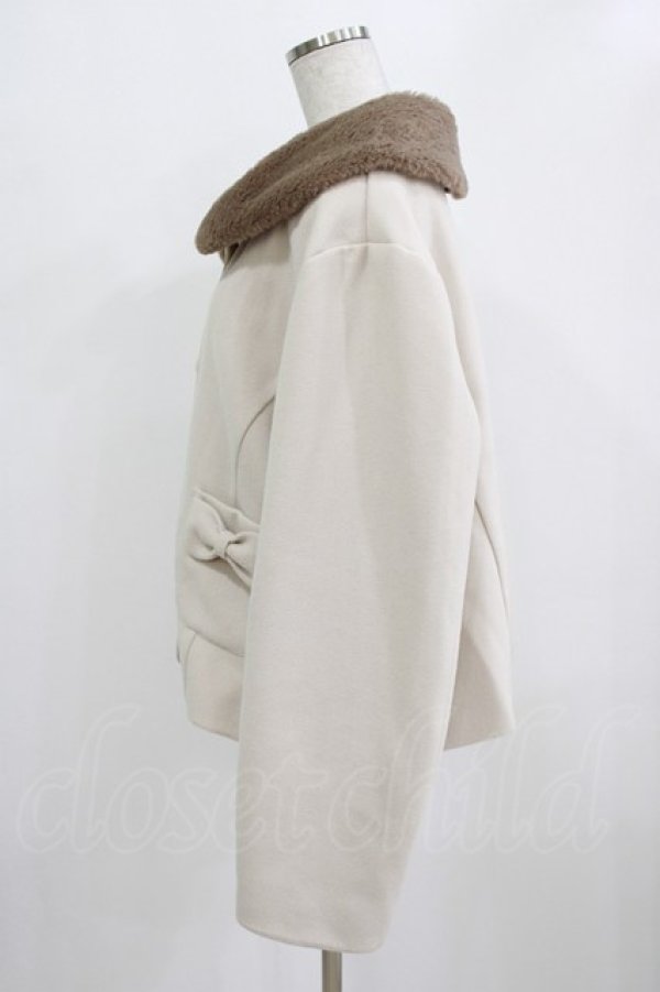 画像2: m petit by misako / AM*ファーエリショートJK 4L アイボリ‐ H-26-01-30-029-LO-CO-NS-ZH (2)