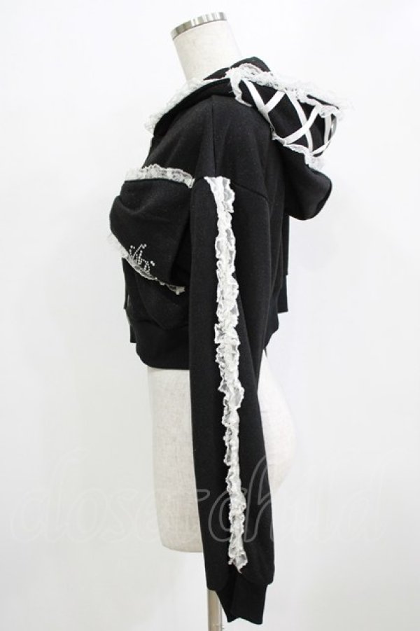 画像2: Ank Rouge / キラキララメパーカー M ブラック H-26-01-30-040-CA-TO-NS-ZH (2)