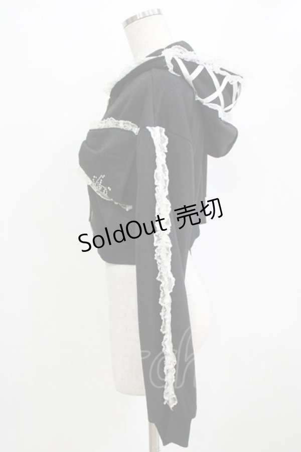 画像2: Ank Rouge / キラキララメパーカー M ブラック H-26-01-30-040-CA-TO-NS-ZH (2)