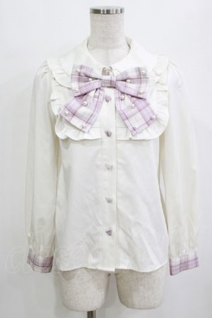 画像: Ank Rouge / パールリボンブラウス M オフ/ピンク H-26-01-30-047-CA-BL-NS-ZH