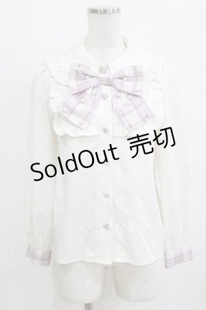 画像: Ank Rouge / パールリボンブラウス M オフ/ピンク H-26-01-30-047-CA-BL-NS-ZH