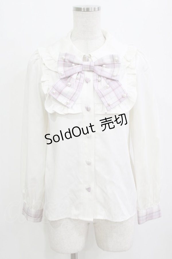 画像1: Ank Rouge / パールリボンブラウス M オフ/ピンク H-26-01-30-047-CA-BL-NS-ZH (1)