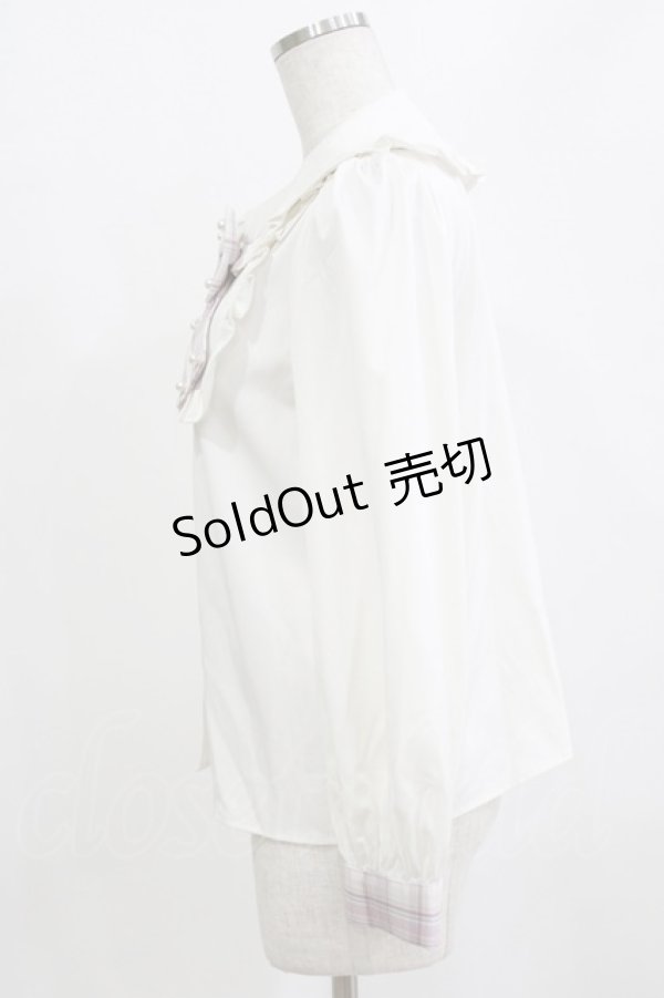 画像2: Ank Rouge / パールリボンブラウス M オフ/ピンク H-26-01-30-047-CA-BL-NS-ZH (2)