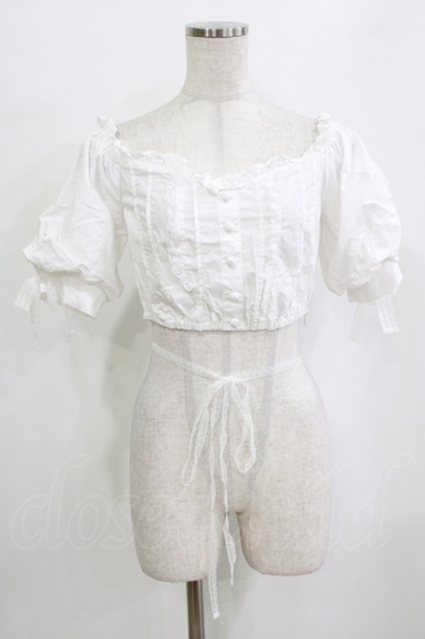 画像1: Me roir / ぐるぐるリボンオフショルブラウス M ホワイト H-26-01-30-049-GO-BL-NS-ZH (1)