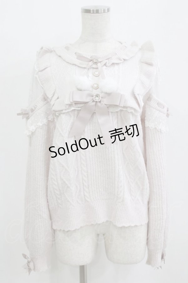 画像1: LIZ LISA / ポンポンリボンレースヨークニットトップス Free ピンク H-26-01-30-051-LO-TO-NS-ZH (1)