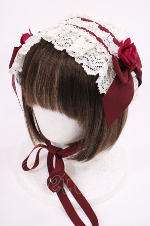 画像1: BABY,THE STARS SHINE BRIGHT / 薔薇の乙女ヘッドドレス  エンジ H-26-01-30-1013-BA-AC-NS-ZH (1)