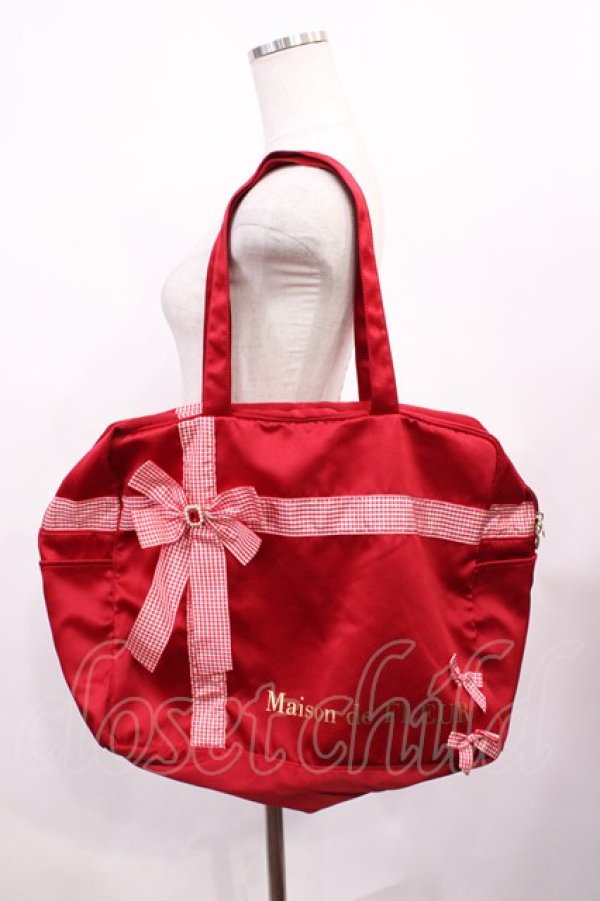画像1: Maison de FLEUR / Maison de FLEUR×Misako Aoki/プレゼントリボンボストンバッグ  レッド H-26-01-30-1019-LO-BG-NS-ZH (1)