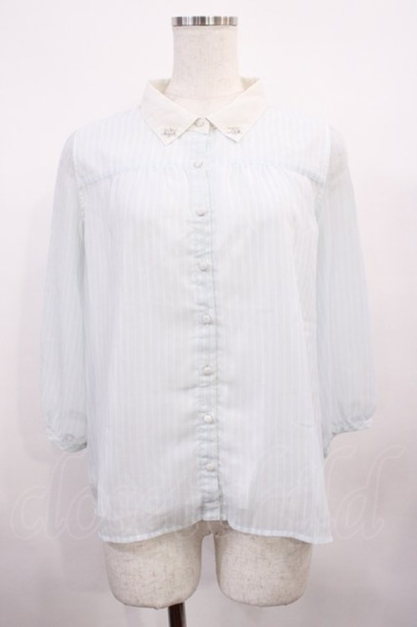 画像1: LODISPOTTO / ストライプシフォンブラウス M サックス H-26-01-30-1025-LO-BL-NS-ZH (1)