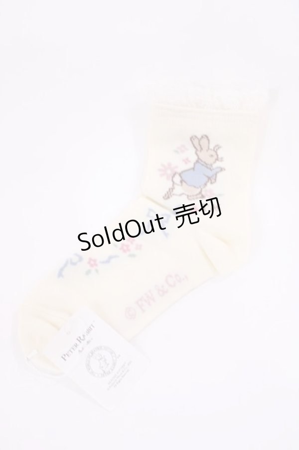 画像1: Innocent World / ピーターラビット  クルー丈ソックス  生成り/サックス H-26-01-30-1007-IW-ZA-NS-ZH (1)