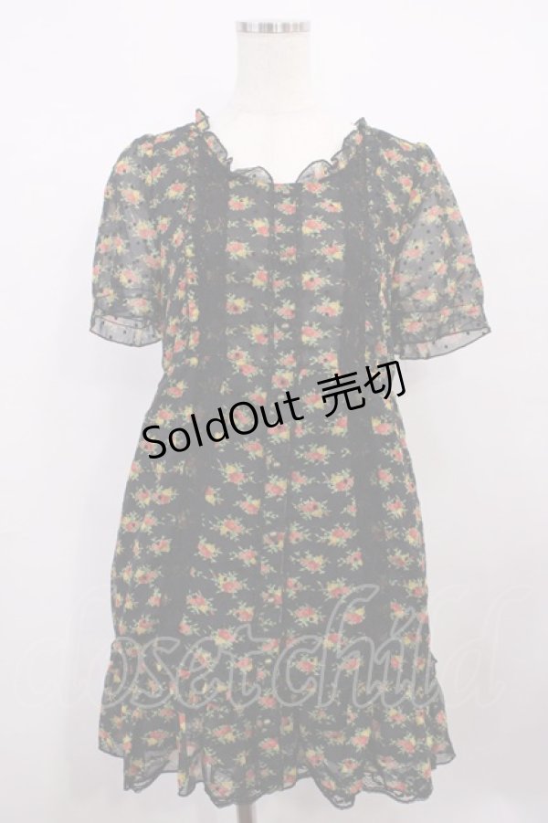 画像1: axes femme / 花柄ワンピース M ブラック H-26-01-30-1037-AX-OP-NS-ZH (1)