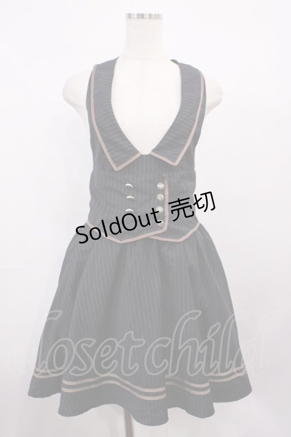 画像1: Blue rouge / ストライプジャンパースカート Free ネイビー H-26-01-30-1040-CA-OP-NS-ZH (1)