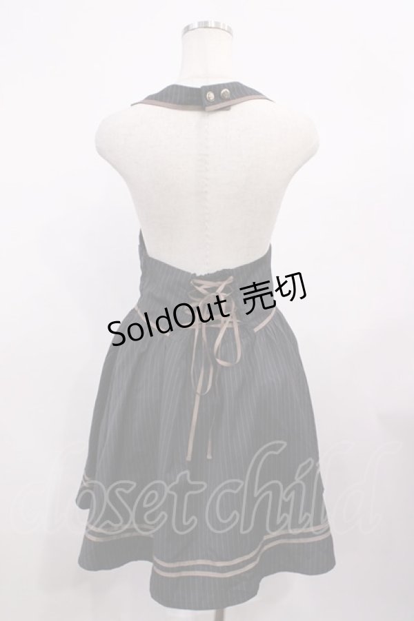 画像2: Blue rouge / ストライプジャンパースカート Free ネイビー H-26-01-30-1040-CA-OP-NS-ZH (2)