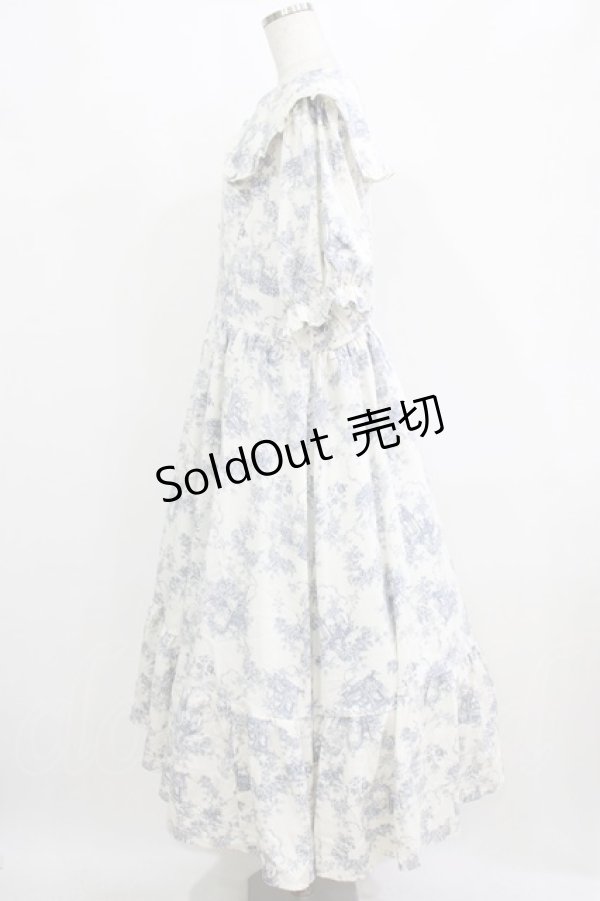 画像2: m petit by misako / トワルドジュイOPハンソデ 4L オフ/ブルー H-26-01-30-001-LO-OP-NS-ZH (2)