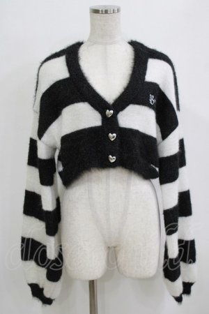 画像: Ank Rouge / Bemqinモフモフニットカーデ M オフ/ブラック H-26-01-30-055-CA-TO-NS-ZH