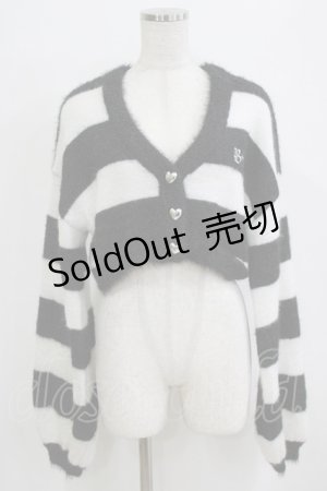 画像: Ank Rouge / Bemqinモフモフニットカーデ M オフ/ブラック H-26-01-30-055-CA-TO-NS-ZH