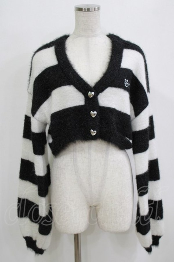 画像1: Ank Rouge / Bemqinモフモフニットカーデ M オフ/ブラック H-26-01-30-055-CA-TO-NS-ZH (1)