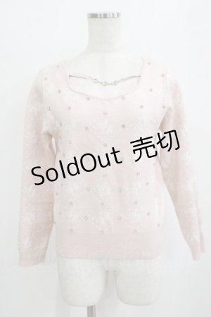 画像: Ank Rouge / ストーンモノグラムニット M ピンク H-26-01-30-056-CA-TO-NS-ZH