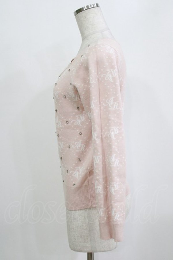 画像2: Ank Rouge / ストーンモノグラムニット M ピンク H-26-01-30-056-CA-TO-NS-ZH (2)