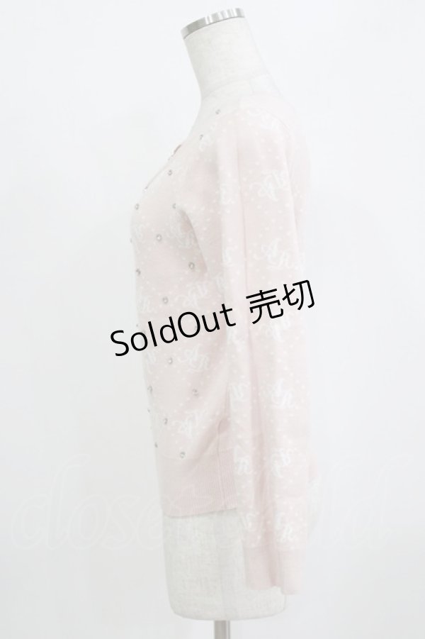 画像2: Ank Rouge / ストーンモノグラムニット M ピンク H-26-01-30-056-CA-TO-NS-ZH (2)