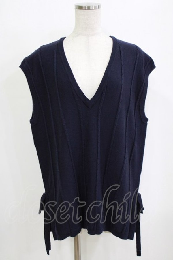 画像1: an another angelus / 細ケーブルニットベスト Free NAVY H-26-01-30-058-CA-TO-NS-ZH (1)