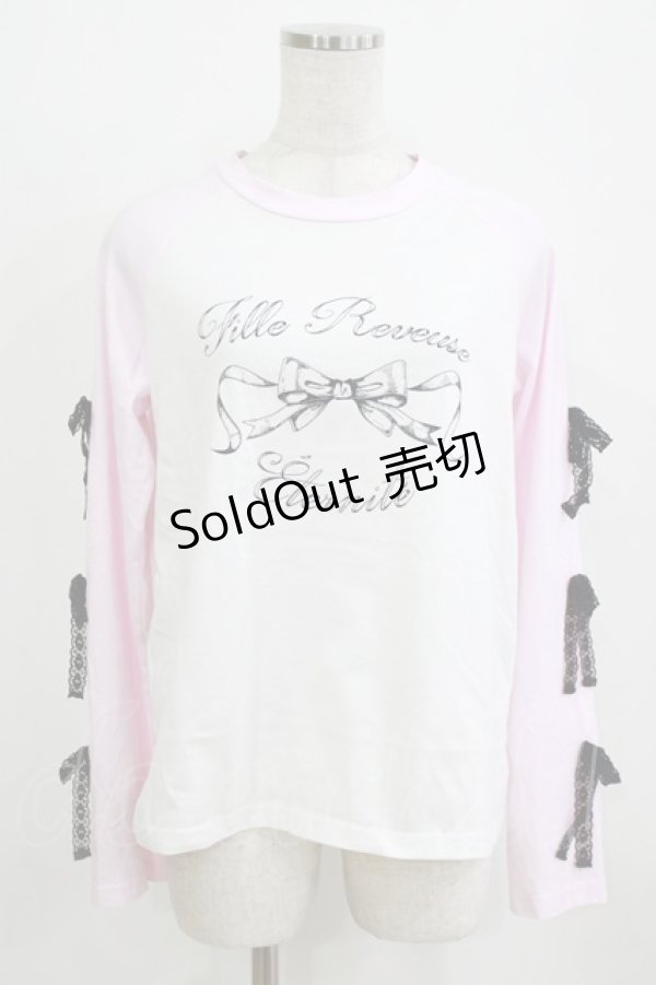 画像1: majoretty / まきちゃん/リボンTシャツ M ピンク H-26-01-30-061-GO-TS-NS-ZH (1)