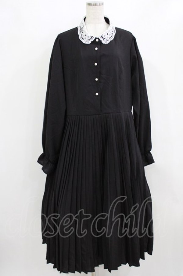 画像1: m petit by misako / AM*レースエリプリーツワンピース 4L ブラック H-26-01-30-011-LO-OP-NS-ZH (1)