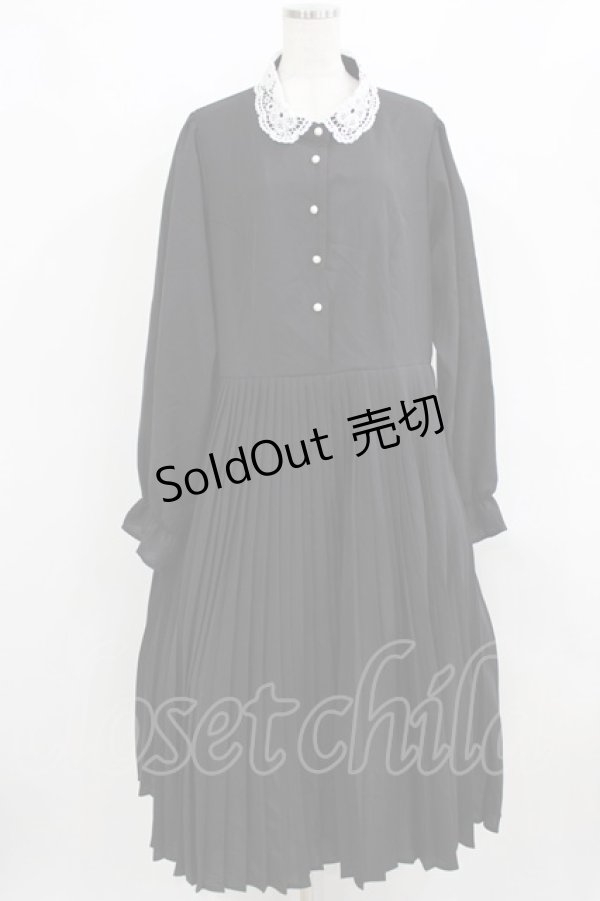 画像1: m petit by misako / AM*レースエリプリーツワンピース 4L ブラック H-26-01-30-011-LO-OP-NS-ZH (1)