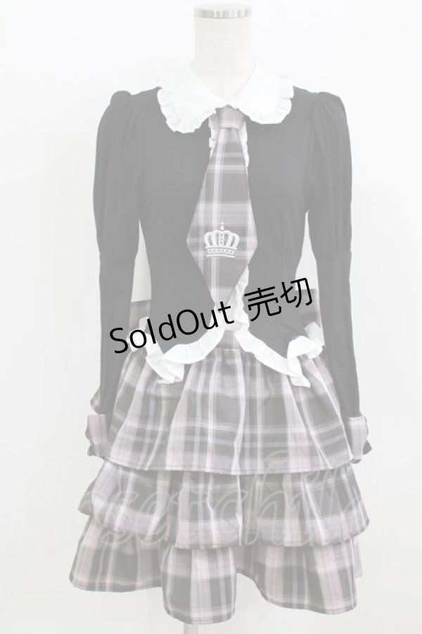 画像1: Ank Rouge / ラフォーレ原宿店限定/お姫様ネクタイワンピース M ブラック/ピンク H-26-01-30-019-CA-OP-NS-ZH (1)