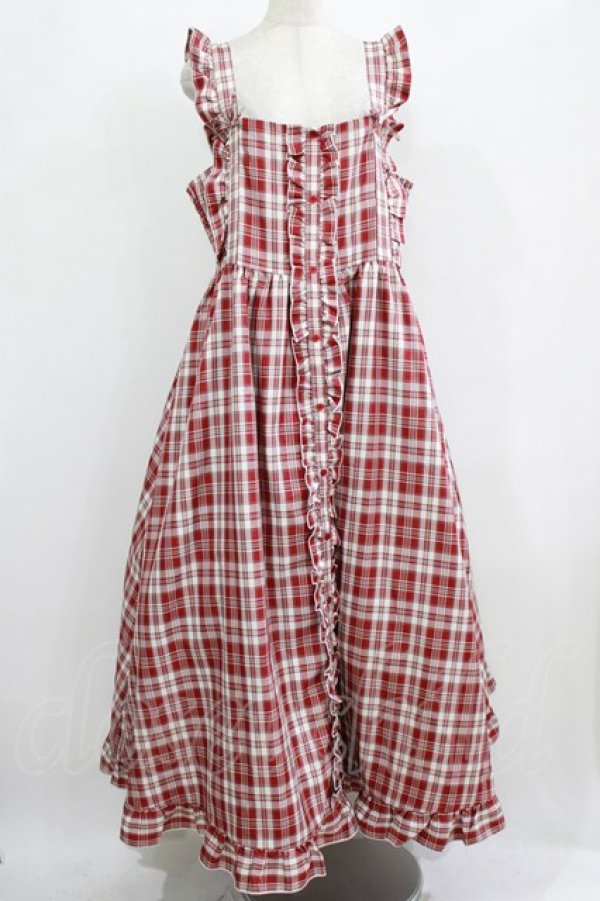 画像1: FLC / 皆方由衣コラボ/チェックフリルジャンパースカート 4L レッド H-26-01-30-003-LO-OP-NS-ZH (1)