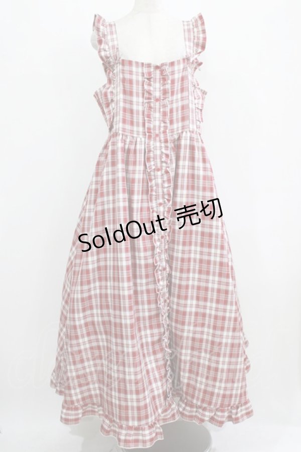 画像1: FLC / 皆方由衣コラボ/チェックフリルジャンパースカート 4L レッド H-26-01-30-003-LO-OP-NS-ZH (1)