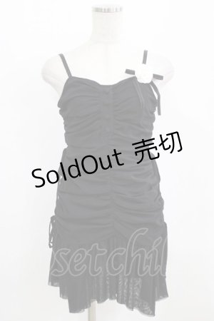 画像: Me roir / ギャザーチュールキャミワンピース M ブラック H-26-01-30-024-GO-OP-NS-ZH