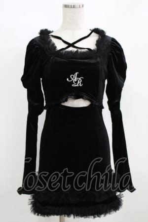 画像: Ank Rouge / チュールフリルフロントあきベロアワンピース M ブラック H-26-01-30-026-CA-OP-NS-ZH