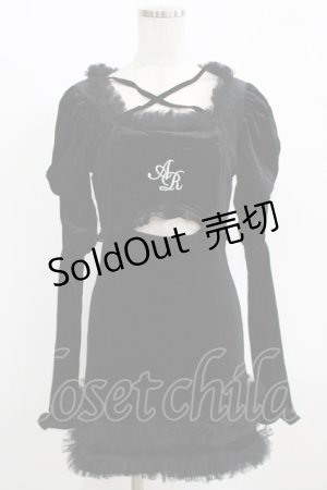 画像: Ank Rouge / チュールフリルフロントあきベロアワンピース M ブラック H-26-01-30-026-CA-OP-NS-ZH