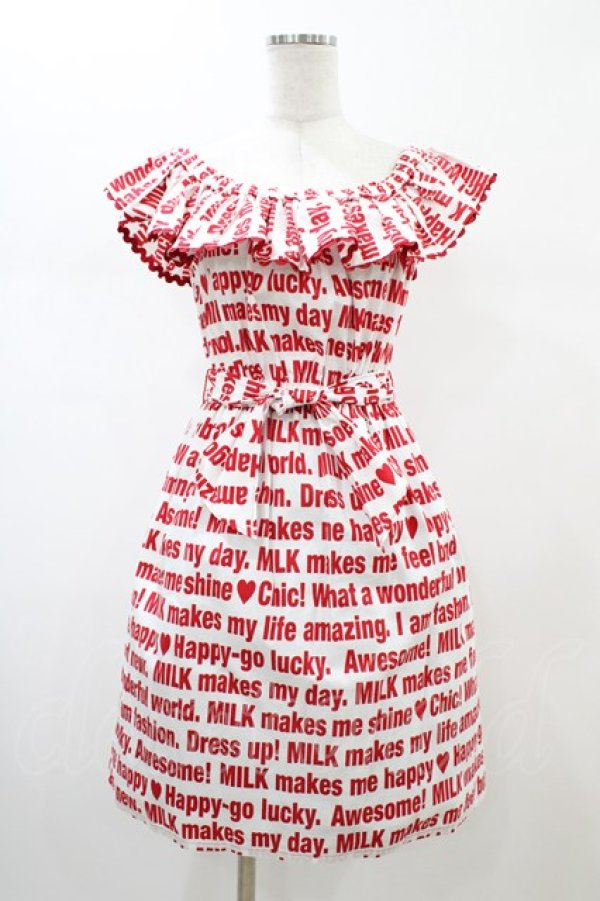 画像1: MILK / Messageサンドレス  レッドプリント H-26-02-01-1032-ML-OP-KB-ZH (1)